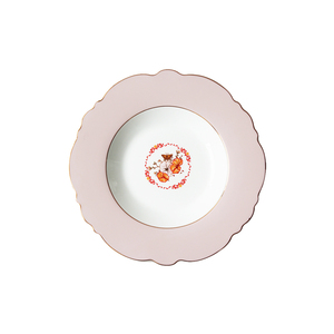 Pastel Pink Ceramic <b>Dinnerware</b> Set Round Pattern Restaurant Charger Plates for Weddings and Special Occasions - Product Image 1