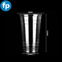 Gobelets en PET transparents de 98 mm pour vente en gros, 12 oz, 16 oz, 20 oz, avec couvercles plats et bombés pour jus, thé, café