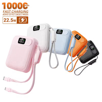 Cadeaux OEM, mini batterie portable, câble de type C intégré, charge rapide 22,5 W PD20W, batterie externe pour iPhone Android