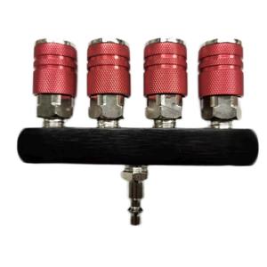Conector Recto de Cuatro Vías de Aluminio de 1/4 NPT, Estilo Americano, Rojo y Azul, con Base de Aluminio, Directo de Fábrica - Product Image 5