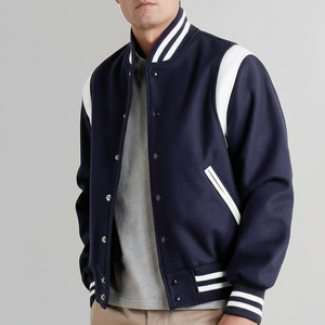 Chaqueta Varsity de invierno cálida de alta calidad para hombre, tipo cierre, bolsillos con botones, chaqueta Bomber de béisbol universitaria Letterman - Product Image 1