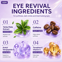 Crème Contour des Yeux Hydratante et Éclaircissante au Collagène et Yerba Maté, Anti-rides et Anti-poches, Sans Parfum, Marque Blanche