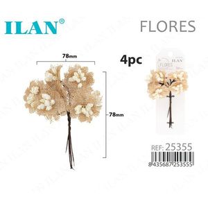 Fiori di Juta ILAN 78mm 4pz Decorazione Floreale Essiccata - Product Image 1