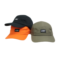 Casquette de baseball souple non structurée à 5 panneaux avec logo tissé personnalisé et visière incurvée