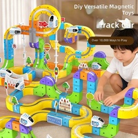 Circuit de construction magnétique avec train électrique haute vitesse à l'échelle 1:5, jouet d'assemblage éducatif pour garçons et tout-petits, cadeau d'anniversaire
