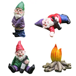 4pcs Fee Yard Rasen Veranda Zubehör Ornamente Miniatur Gartenarbeit Betrunken Garten Gnomes Figuren