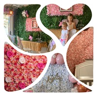 Mur de fleurs en soie DYG, designs personnalisés, panneau mural de fleurs de roses rouges pour la décoration de mariage