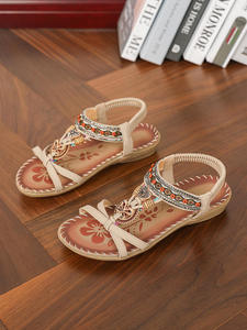 Servicio de Adquisición 1688 FTS: Sandalias Planas Boho con Cuentas Multicolor y Correa Elástica para Vacaciones, Baja Comisión - Product Image 2