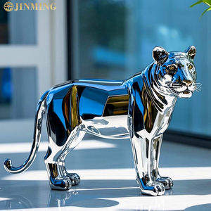 Estatuas artísticas modernas de animales de tamaño natural, esculturas de tigre de acero inoxidable, esculturas de tigre de metal - Product Image 5