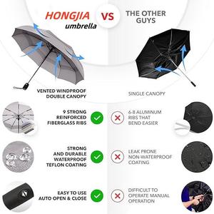 Parapluie pliant double à ouverture et fermeture automatiques le moins cher avec logo personnalisé, imperméable, résistant au vent et protection UV - Product Image 4