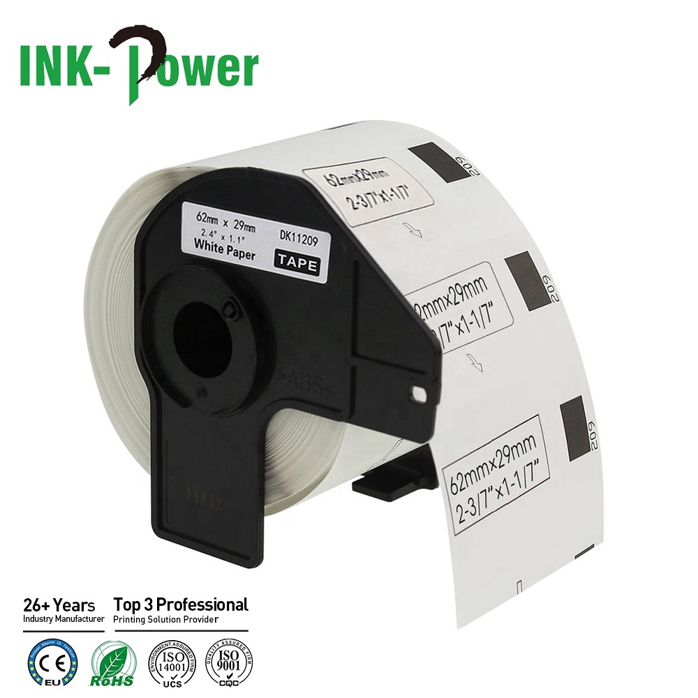 Совместимость DK-11209 DK-1209 DK11209 DK1209 DK 11209 1209 черного цвета на белом самоклеющиеся термобумаги рулона этикеток для Brother