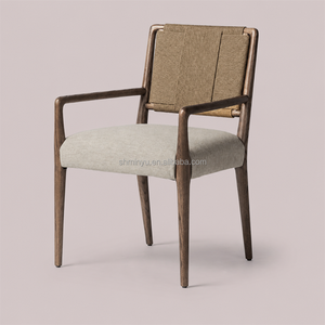 Fauteuil de salle à manger français en chêne massif avec siège rembourré, mobilier de salle à manger capitonné - Product Image 2