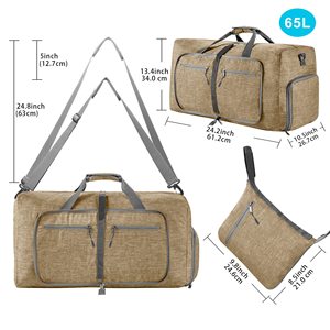 Travel Duffle Bag 60L Lightweight Foldable Duffel Bag Large Packable Overnight Bag Carry on <b>Luggage</b> with Shoe Compartment - Product Image 2