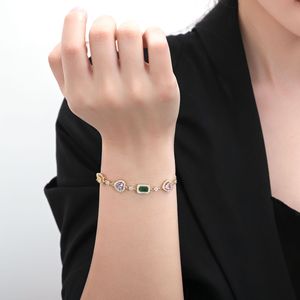 Pulsera de Cristal con Forma de Corazón, Zirconia Multicolor con Engaste de Bisel, Joyería para Uso Diario - Product Image 2