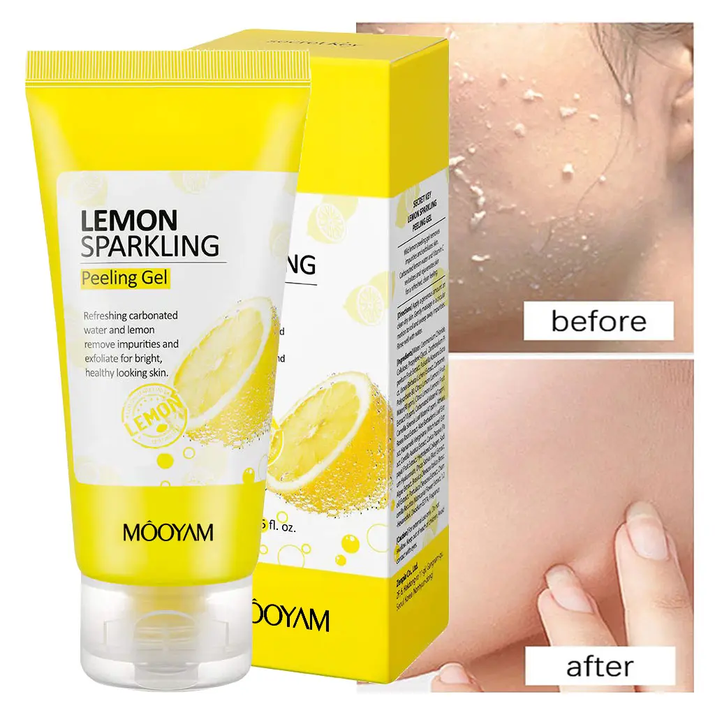 Limão gel descamador purificador de pele, esfoliante remove células mortas sebo limpo poros cuidados esfoliante lavagem facial