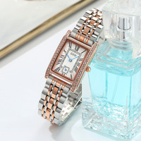 Reloj Rectangular de Moda para Mujer, Correa de Acrílico, Movimiento de Cuarzo, Resistente al Agua 30M, Detalles de Diamantes de Lujo, Dos Tonos
