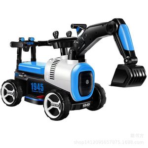 Blue Electric Excavator Ride On Toy For Kids 2-4 Years With Manual Arm And Lights - Product Image 4