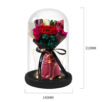 Base en bois gravée, roses préservées, décoration de fleurs séchées, écologique, longue durée, roses éternelles romantiques roses, ensemble de roses éternelles pour Noël