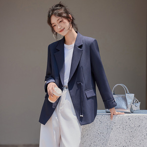 Women's Blazer Off White Solid Color Polyester Breathable Loose Fit Chinese Style Spring Autumn 2025 - Product Image 3
