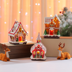 Casa de Jengibre Iluminada con Luces LED de Navidad, Casa de Dulces de Resina, Luces Cálidas, Adorno de Pueblo Navideño, Decoración Festiva para Mesa de Fiesta - Product Image 1
