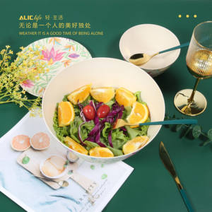 Service de vaisselle écologique en fibre de bambou, 16 pièces, 24 pièces, série <span class=keywords><strong>Flora</strong></span>, vaisselle de <span class=keywords><strong>camping</strong></span>, vaisselle de table en bambou et mélamine pour l'extérieur - Product Image 5