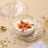 High Color Value Flower Glass Bowl Luxus Modern Simple Net Rote Desserts chale Joghurt Salat platte Minimalisti scher Anzug Haushalts gebrauch