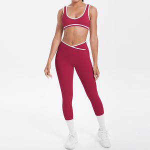 High Waisted Plus Size <b>Leggings</b> Sports Running 5-Piece Set Custom Logo Contrast Color Yoga Gym Fitness Suits for <b>Women</b> - Product Image 5