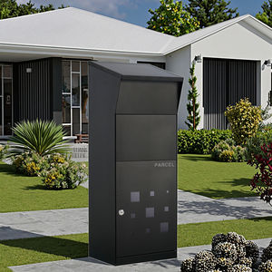 Boîte <span class=keywords><strong>aux</strong></span> <span class=keywords><strong>lettres</strong></span> extérieure en acier inoxydable Boîte à colis verrouillable avec porte en grain de bois pour usage domestique - Product Image 3