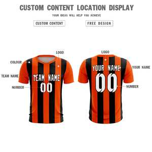 Ensemble de maillots de football décontractés à rayures verticales orange et noires personnalisés pour l'extérieur - Product Image 4