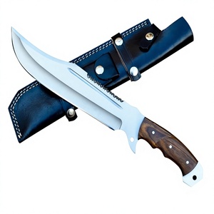 Couteau Bowie DIY OEM fait main de 18 pouces avec lame en acier carbone noir et manche en corne, avec étui en cuir - Product Image 1