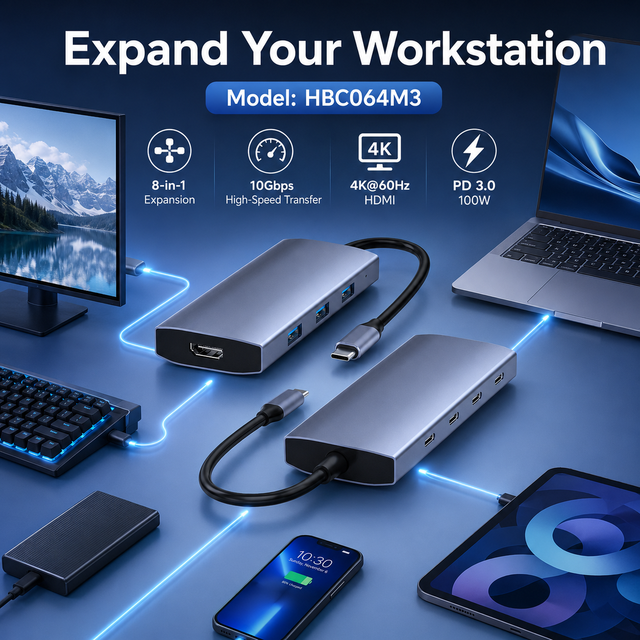 8 in 1 USB C Hub Full 10Gbps USB 3.2 Type C Gen2 4K 60Hz HDMI 100W PD Multiport Docking Station Adapter for MacBook