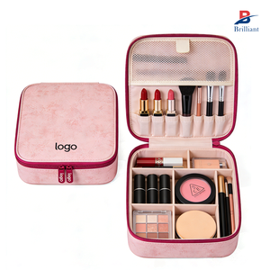 กระเป๋าเครื่องสำอางแบบซิปคู่สีชมพู EVA ขนาดพิเศษสำหรับสุภาพสตรี - Product Image 5