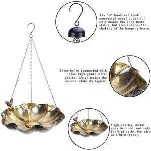Bebedero para Pájaros Colgante para Exteriores, Ecológico, de Metal Dorado, Decoración para Jardín y Patio, para Observación de Aves - Product Image 6