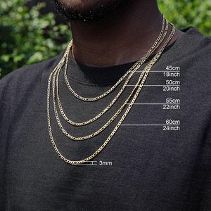 18k זהב מצופה שרשרות נירוסטה 3mm מלוטש פיגארו שרשרת נשים מעדן NK שרשרת פיגארו שרשרת שרשרת עמיד למים תכשיטים - Product Image 5