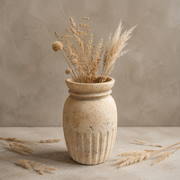 Vase en céramique rustique Wabi Sabi ARM LVG, carafe en grès cannelé, pot décoratif vintage, récipient floral design pour plantes
