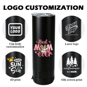Vaso de Viaje Personalizado de 20 oz, Doble Pared, Acero Inoxidable 18/8, Aislado, con Altavoz Inalámbrico LED - Product Image 3