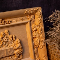 Panneau en relief en bois sculpté à la main de la Dernière Cène, scène Jésus et les apôtres, plaque murale, cadre en vigne, décoration chrétienne pour la maison et l'église