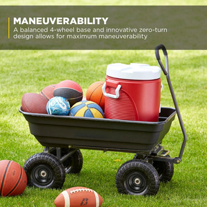 Quick-Release 4 Cu Ft Tub 600lb Haul Capacity Black Heavy-Duty Powder-Coated Steel Utility <strong>Wagon</strong> Garden <strong>Dump</strong> <strong>Cart</strong> OEM Garden - Product Image 4
