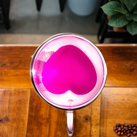 Tasses à café et à thé en verre borosilicate soufflé à la main, à double paroi, isolées, 240 ml, en forme de cœur, par Seaygift, avec poignée, compatibles lave-vaisselle
