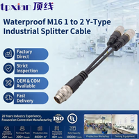 Kabel Splitter M16 Tahan Air IP67 12 Pin Male ke Dual 7 Pin Female 1 ke 2 Jalur Konektor Penerbangan Sirkular Kabel Ekstensi