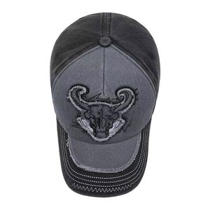 Gorra de béisbol unisex vintage estilo western de 5 paneles de sarga lavada, desgastada, con parche bordado y letras deportivas, ajustable - Product Image 4