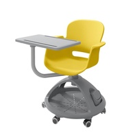 Chaise d'entraînement multifonctionnelle en plastique avec tableau d'écriture et roulettes pivotantes pour salle de classe, école et usage scolaire