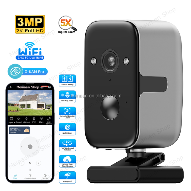3MP Full HD Waterproof Wireless 2.4G 5G Dual Band WiFi Video PTZ Battery Camera Smart Home Outdoor WiFi IP Security CCTV Camera