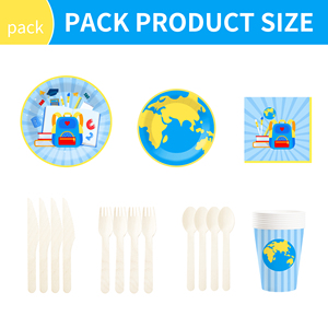 Assiettes, gobelets et serviettes à thème de remise de diplôme DAMAI – Assiettes en carton jetables pour fête de remise de diplôme, fournitures de fête, décorations, pour 8 personnes - Product Image 6