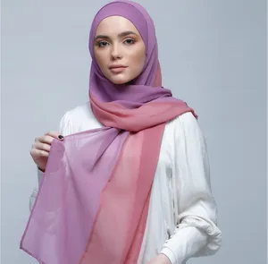 premium FreeStyle hijab muslim stitch chiffon hijab for women scarf 3 color combination light chiffon cotton voile