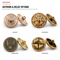 Botón Metálico Personalizado con Cúpula de Aleación de Zinc, Baño de Oro, para Uniformes, Costura, Decoración, Artesanía en Latón, OEKO-TEX, Venta al Por Mayor