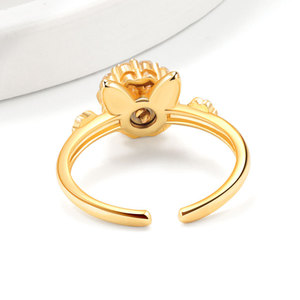 Cute <b>Cat</b> Finger <b>Ring</b> Adjustable Insert Zircon Copper Gold Plated Spin Anxiety Non Tarnish Stress Relief Jewelry For Girls - Product Image 4
