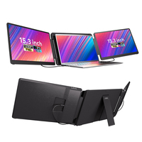 Écran double 15,3 pouces pour ordinateur portable, moniteur portable détachable, 2 câbles de connexion, super station de travail, électronique grand public
