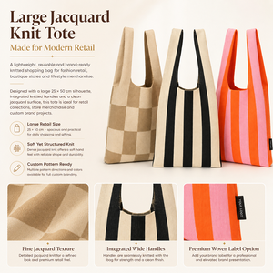 Borsa da Polso Grande Personalizzata in Maglia Jacquard con Nodo Giapponese, Riutilizzabile, alla <span class=keywords><strong>Moda</strong></span>, per Boutique, con Logo e Etichetta Tessuta, Regalo - Product Image 2