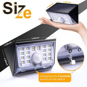 Le capteur de mouvement solaire étanche IP65 22LED allume l'éclairage d'inondation de sécurité de mur lumineux pour la clôture de porte d'entrée de cour de jardin extérieure - Product Image 2